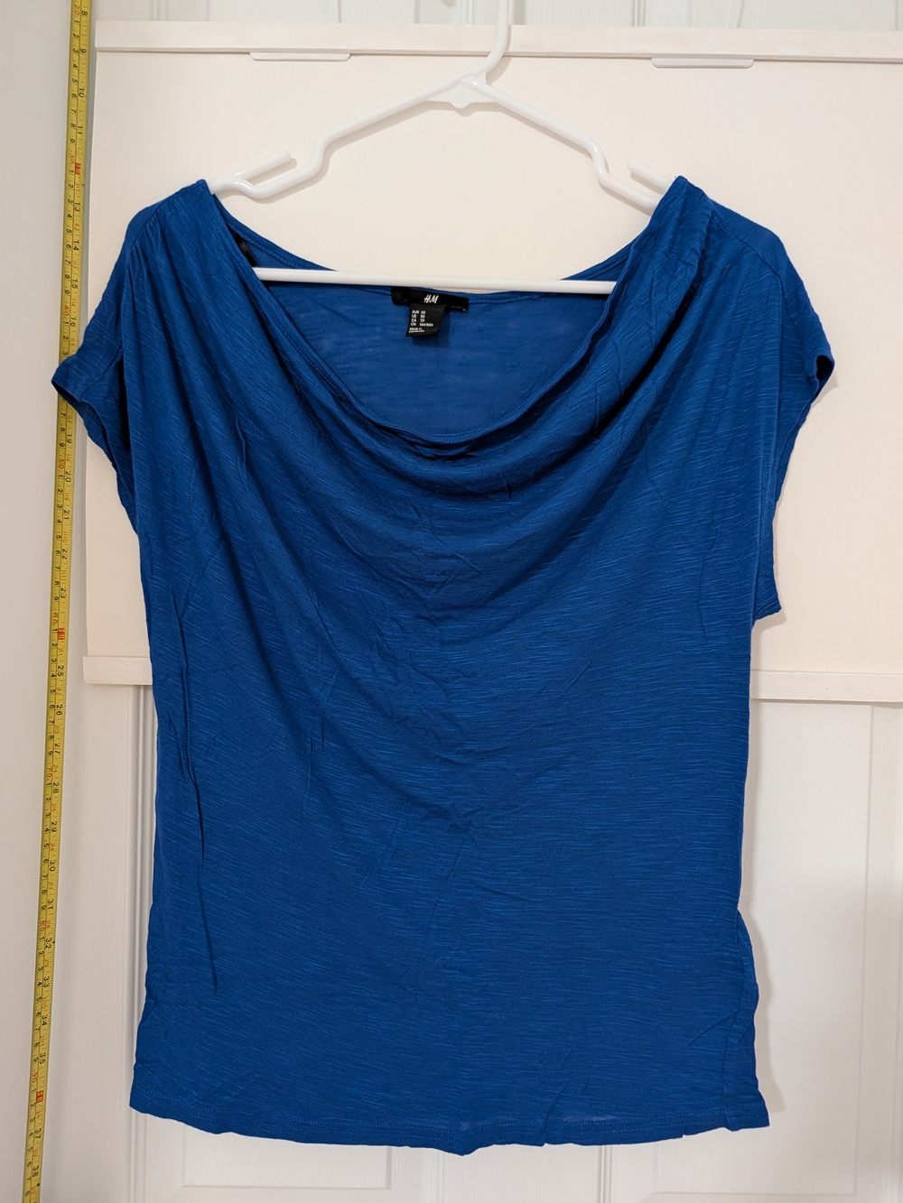 H&M Short-Sleeve Cowl Neck Top in Royal Blue